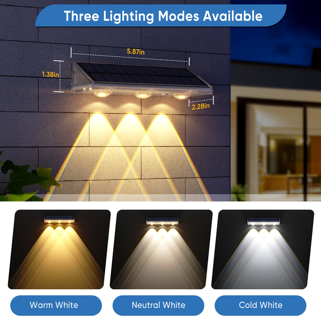 YiLaie Solar Fence Lights for Outdoor（ 3000K/4500K/6500K ）