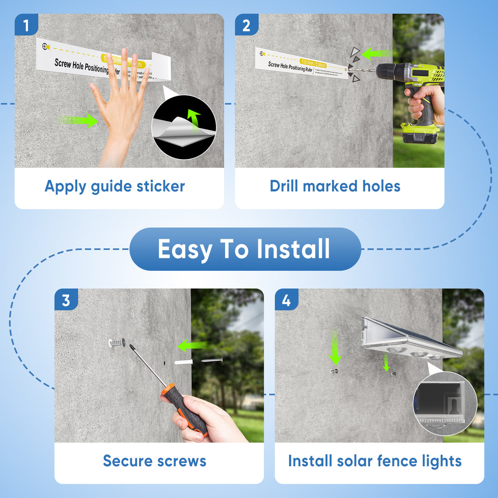 YiLaie Warm White & RGB Solar Fence Lights Outdoor