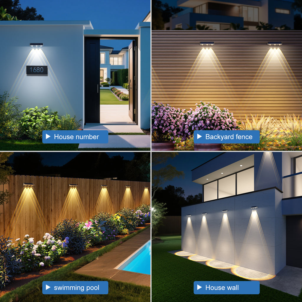YiLaie Solar Fence Lights for Outdoor（ 3000K/4500K/6500K ）