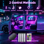YiLaie DC 12V,Cigarette Lighter Car Interior LED Lights, 3 Buttons & Remote Control Music Sync