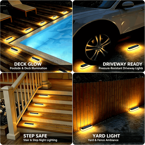 Warm White Long Strip Solar Stair Lights Outdoor  4 packs 01