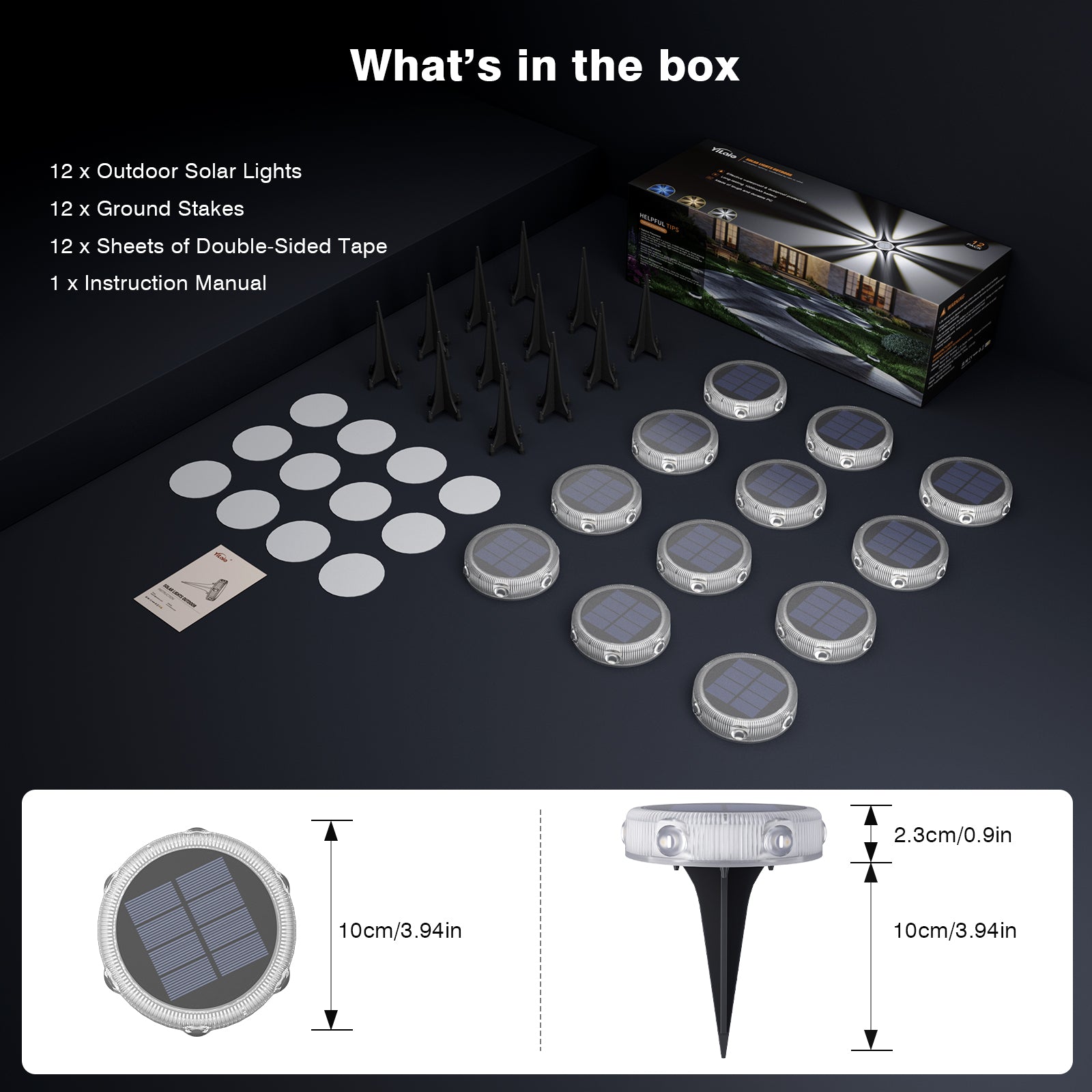 YiLaie 12pcs Warm White Solar In-Ground Lights