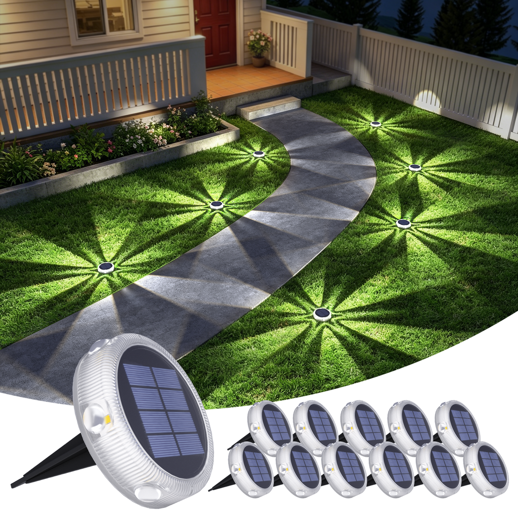 YiLaie 12pcs Cold White Solar In-Ground Lights