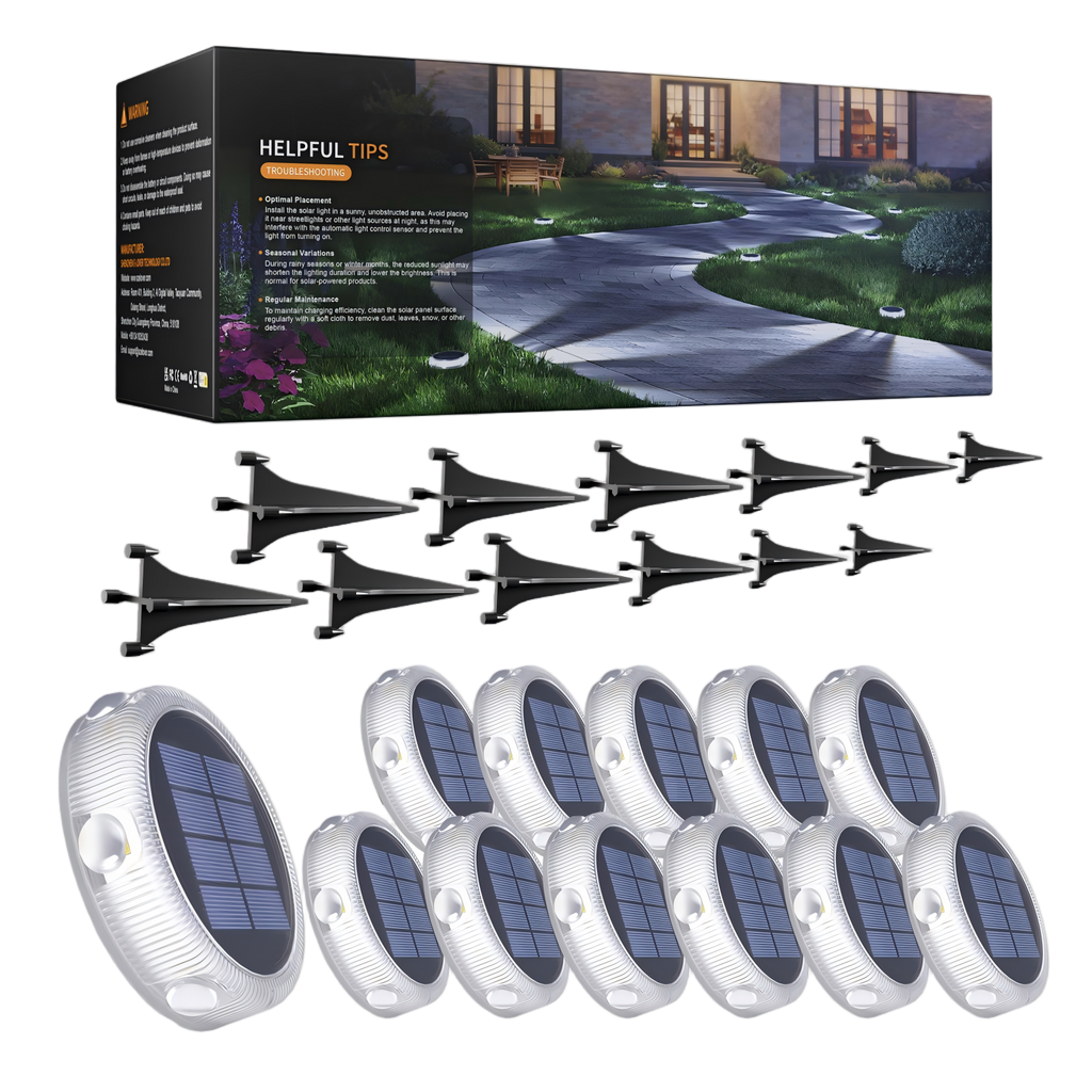 YiLaie 12pcs Cold White Solar In-Ground Lights