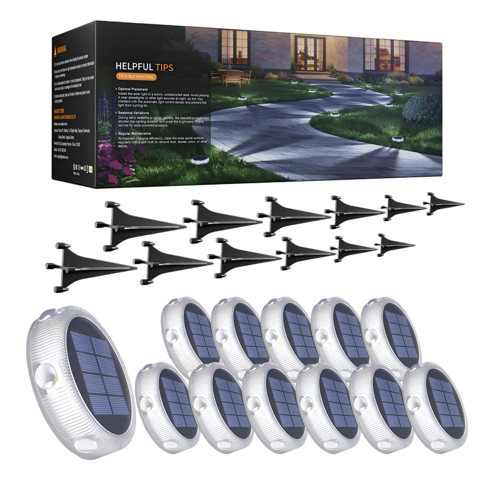 YiLaie 12pcs Cold White Solar In-Ground Lights