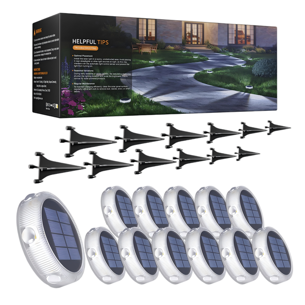 YiLaie 12pcs Cold White Solar In-Ground Lights