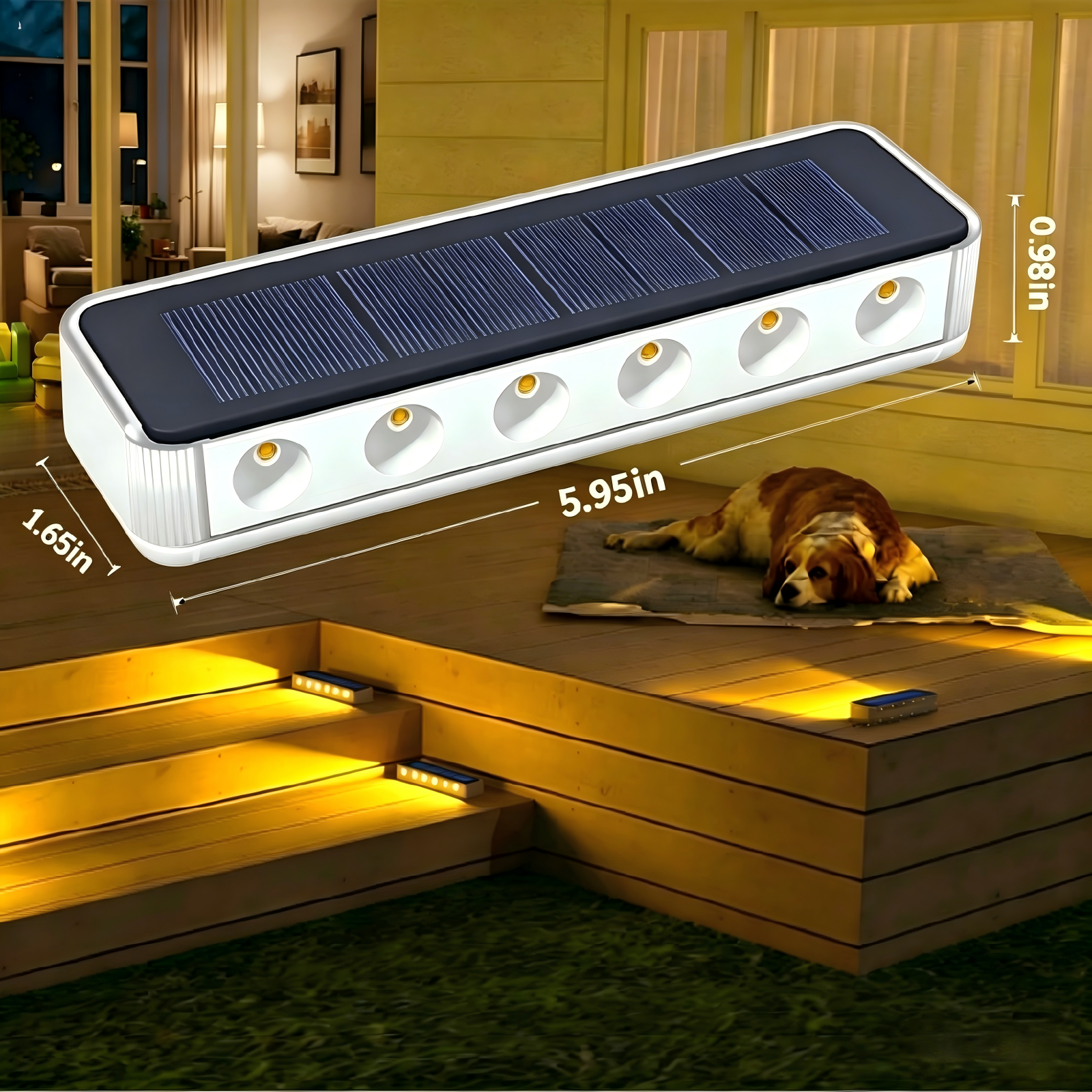 Warm White Solar Outdoor Step Lights 5.95in*1.65in*0.98in