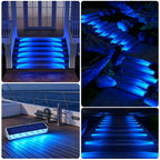 YiLaie Blue Solar Outdoor Step Lights for Deck Dock & Pathway