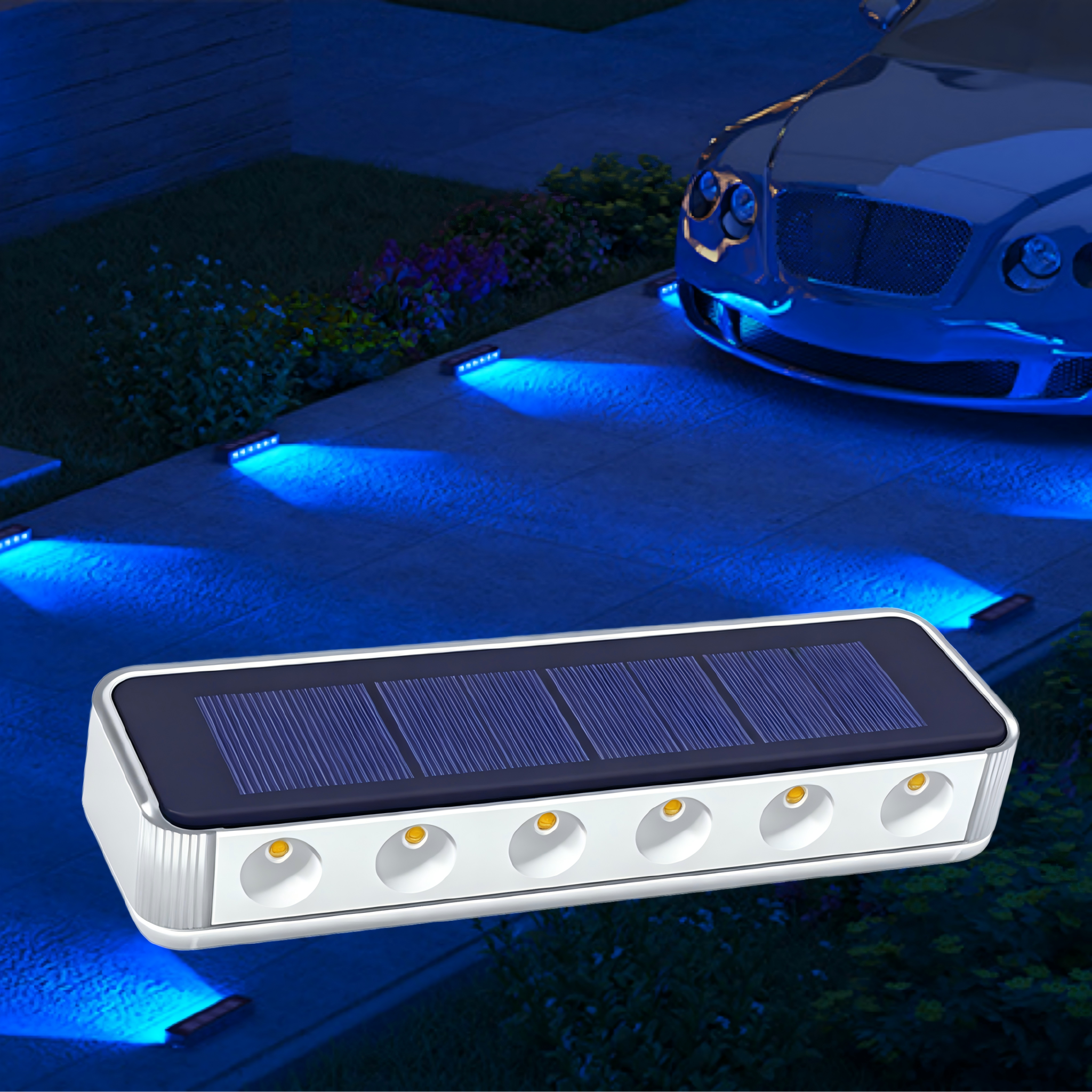 YiLaie Blue Solar Outdoor Step Lights for Deck Dock & Pathway