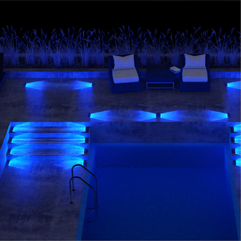 YiLaie Blue Solar Outdoor Step Lights for Deck Dock & Pathway