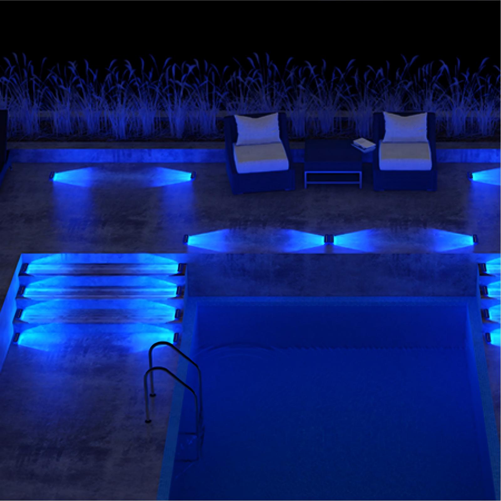 YiLaie Blue Solar Outdoor Step Lights for Deck Dock & Pathway