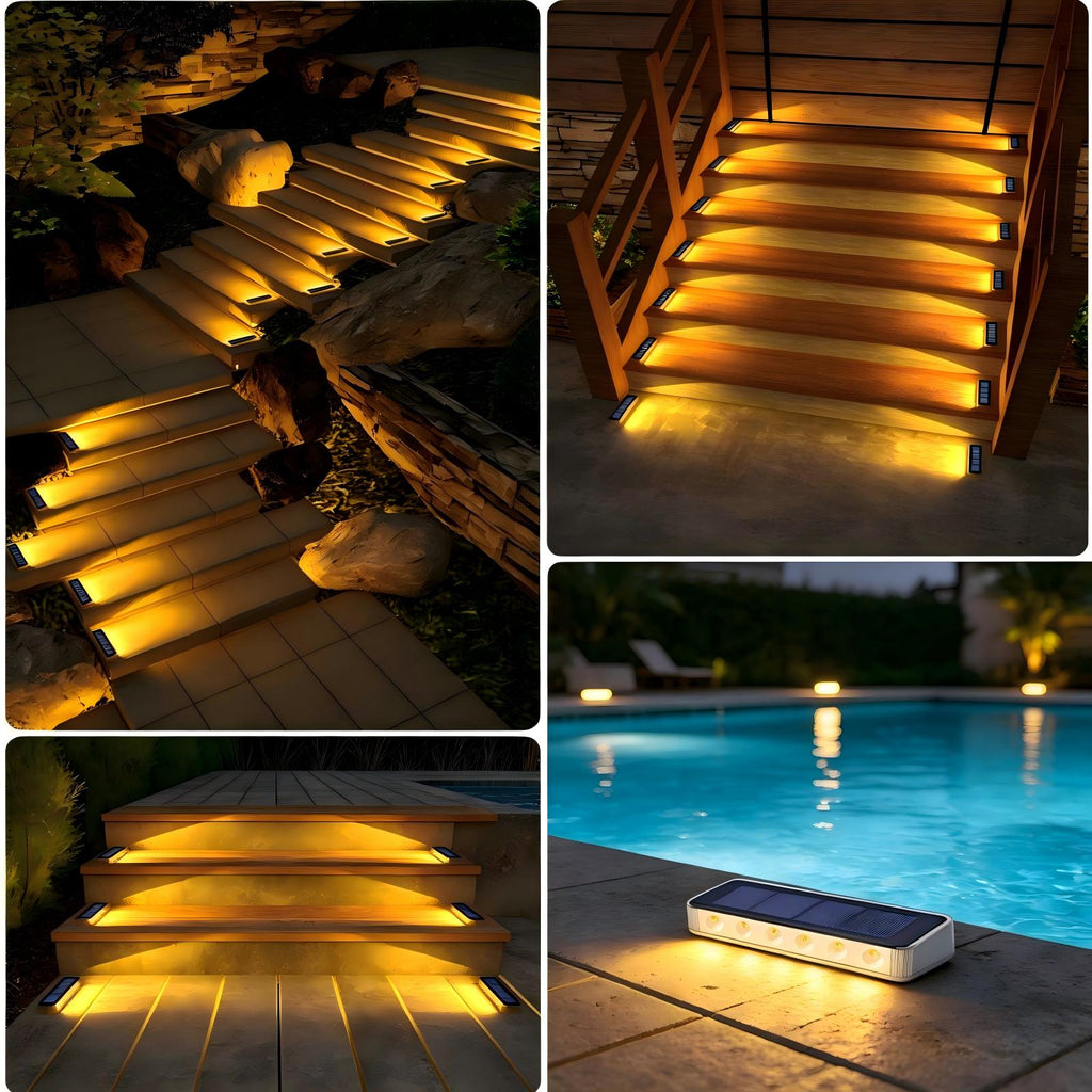 Warm White Solar Outdoor Step Lights 01