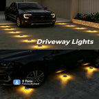 Beveled Round Warm White Solar  Lights  Outdoor Pathway Driveway 