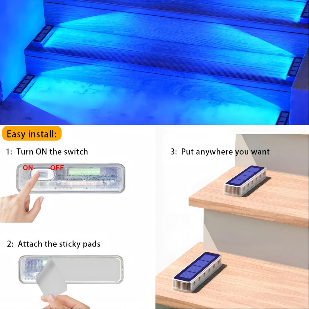 YiLaie Blue Solar Outdoor Step Lights for Deck Dock & Pathway