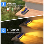 Warm White Solar Outdoor Step Lights auto charging and lighting