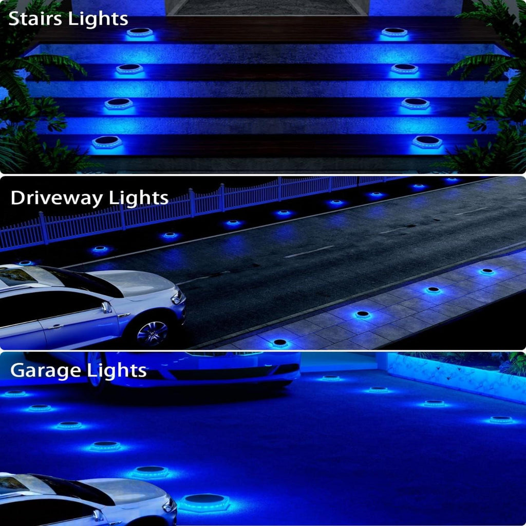 YiLaie Hexagon Blue Solar Outdoor Lights for Dock Pool & Garden Pathway