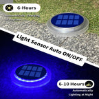 Beveled Round Blue Solar Deck Lights Waterproof Outdoor Pathway Driveway Dock