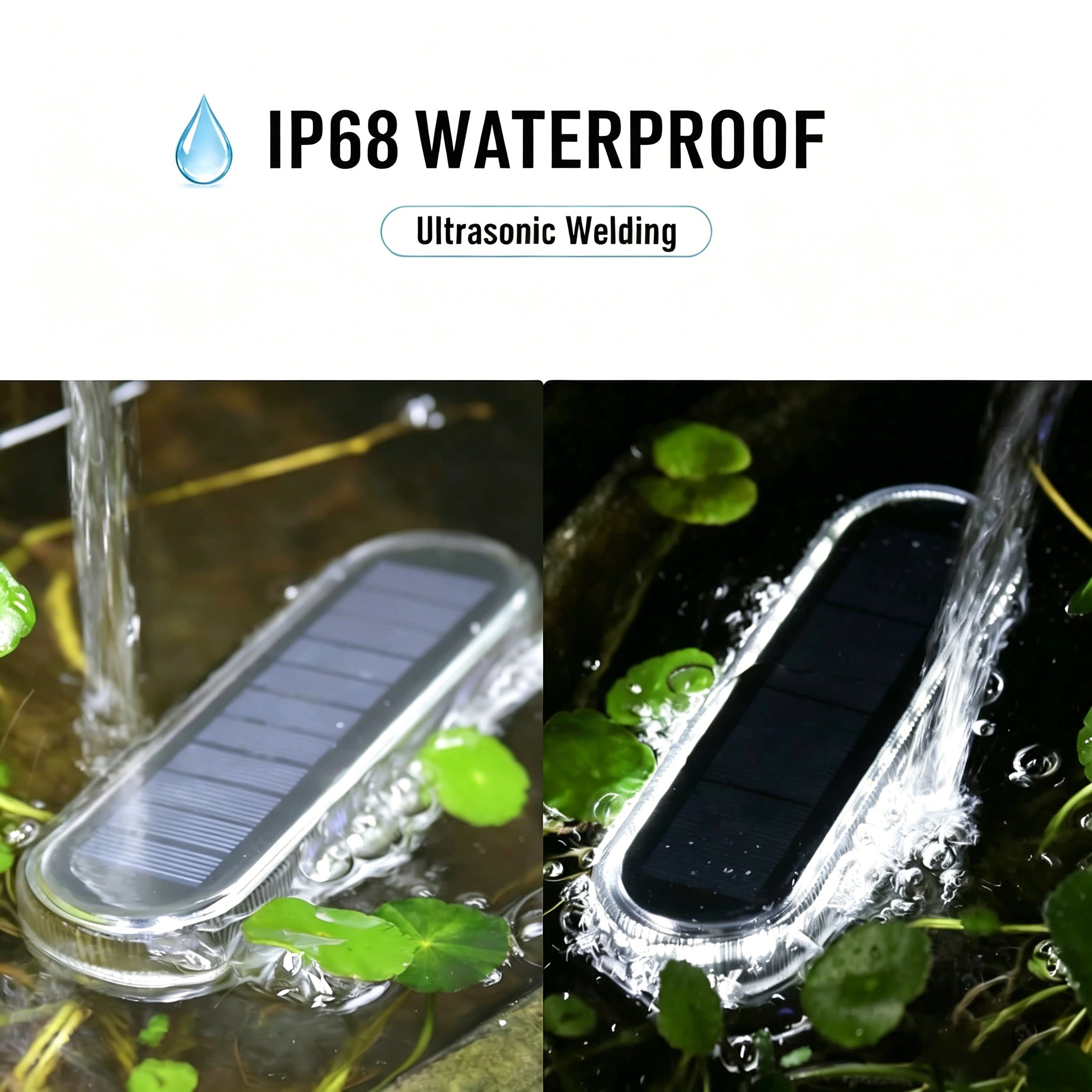YiLaie White Long Strip Solar Outdoor Deck Lights Waterproof