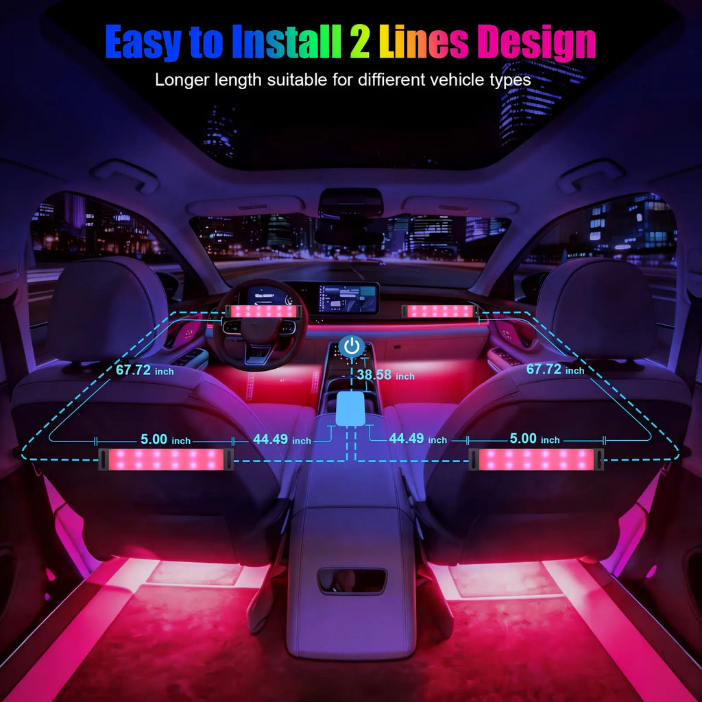 YiLaie  DC 5V ,USB  Car Interior LED Lights, 3 Buttons & Remote Control Music Sync