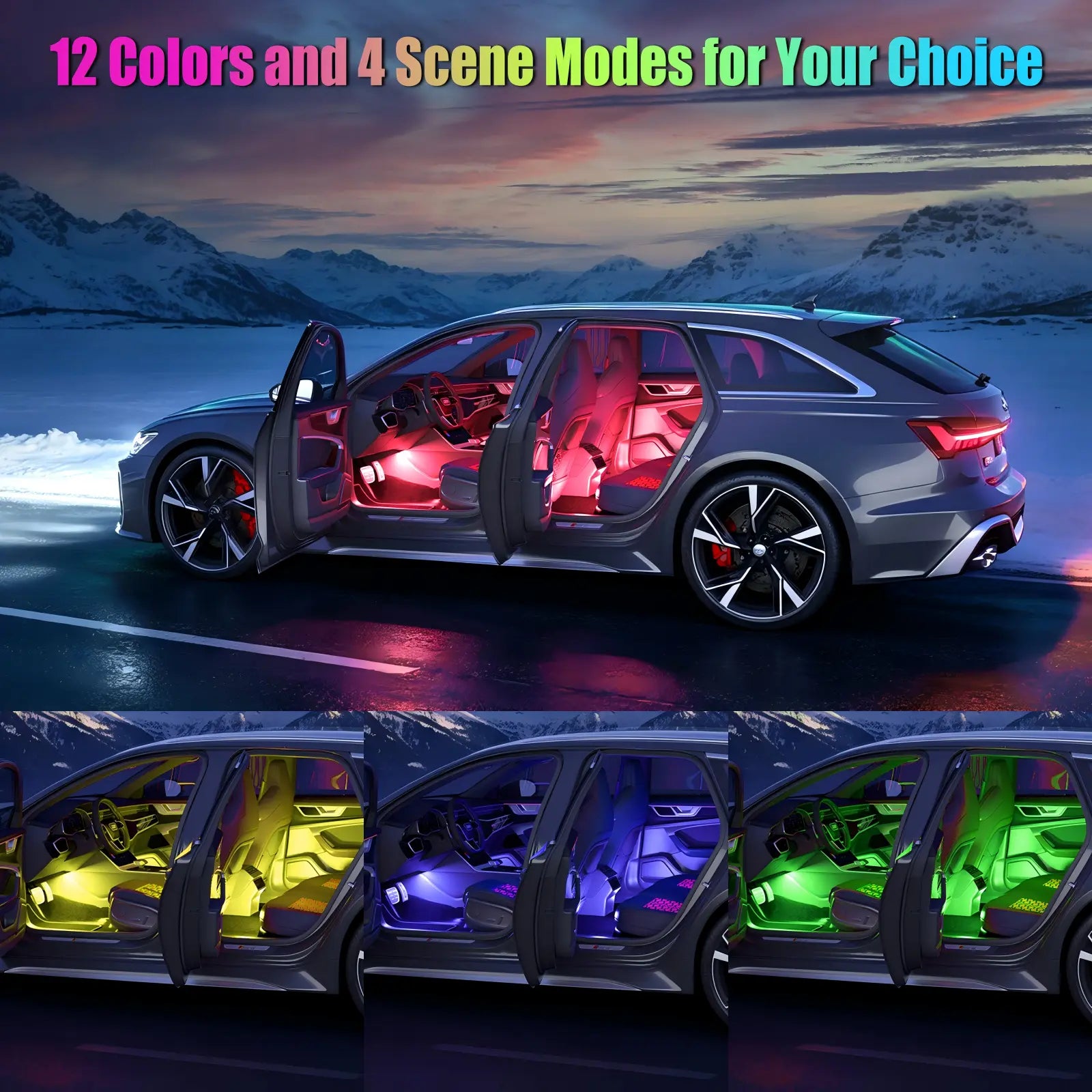 YiLaie DC 12V,Cigarette Lighter Car Interior LED Lights, 3 Buttons & Remote Control Music Sync