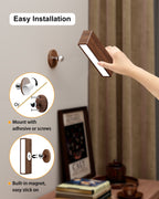 YiLaie  Black Walnut Wood Cordless LED Wall Sconce Rechargeable Touch Control