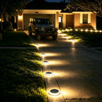 YiLaie Round Warm White Solar Outdoor Garden Pathway Deck Lights