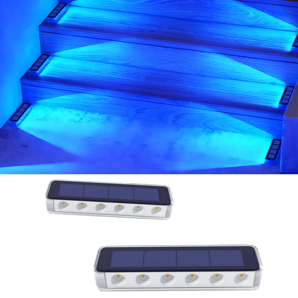 YiLaie Blue Solar Outdoor Step Lights for Deck Dock & Pathway