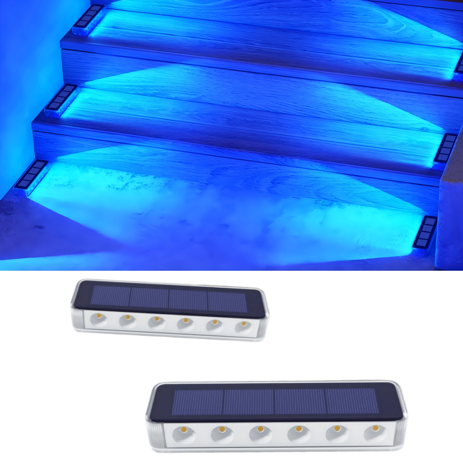 YiLaie Blue Solar Outdoor Step Lights for Deck Dock & Pathway