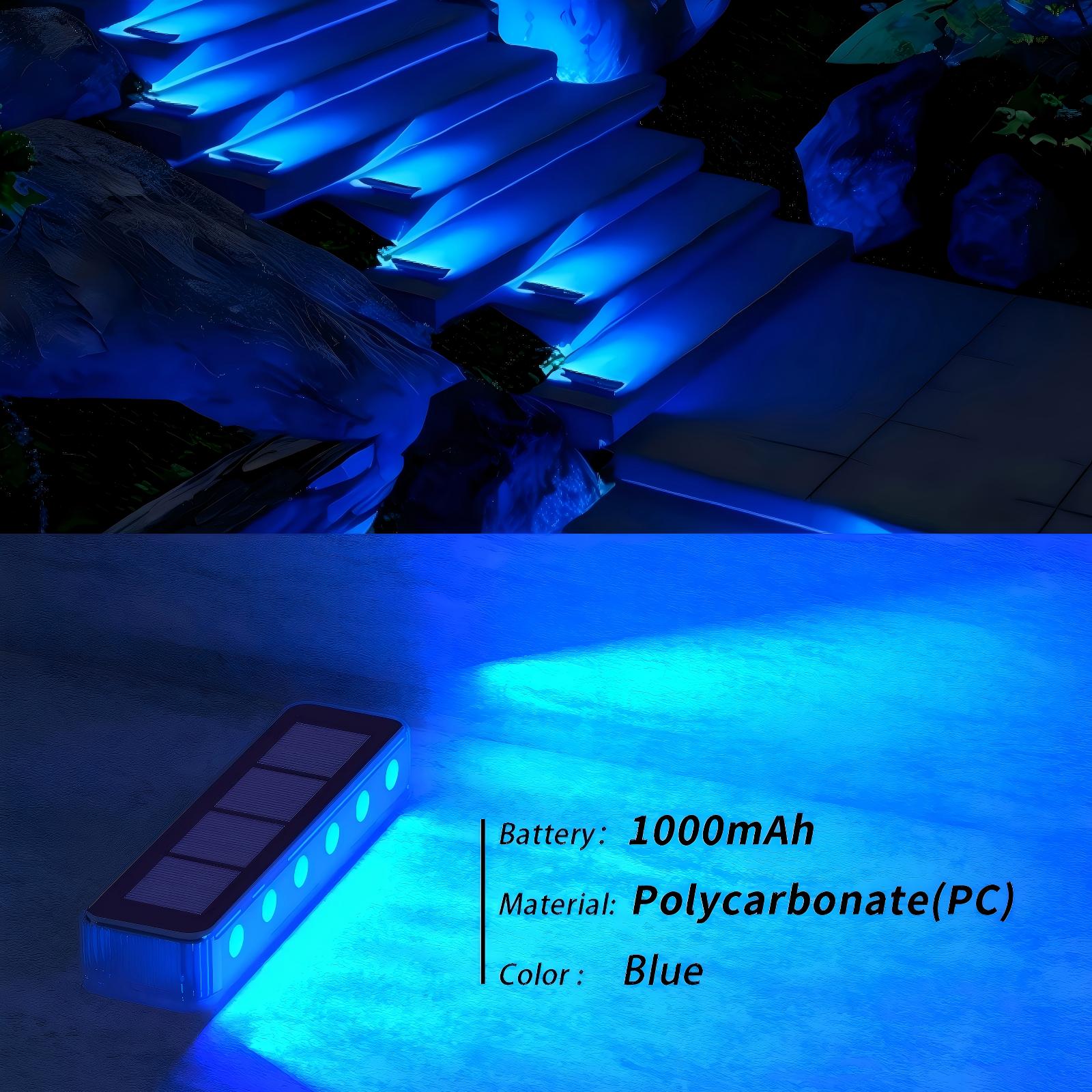 YiLaie Blue Solar Outdoor Step Lights for Deck Dock & Pathway