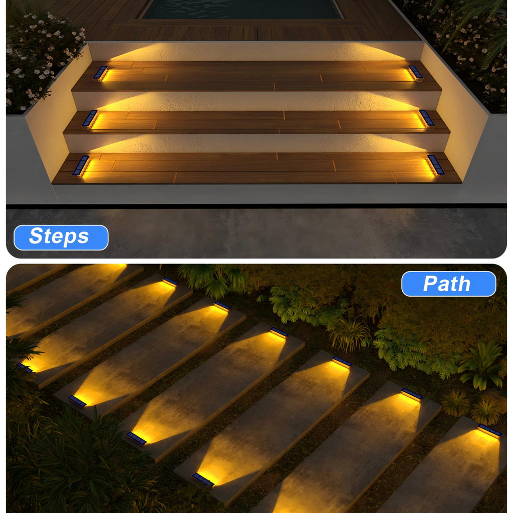Warm White Solar Outdoor Step & Path Lights 