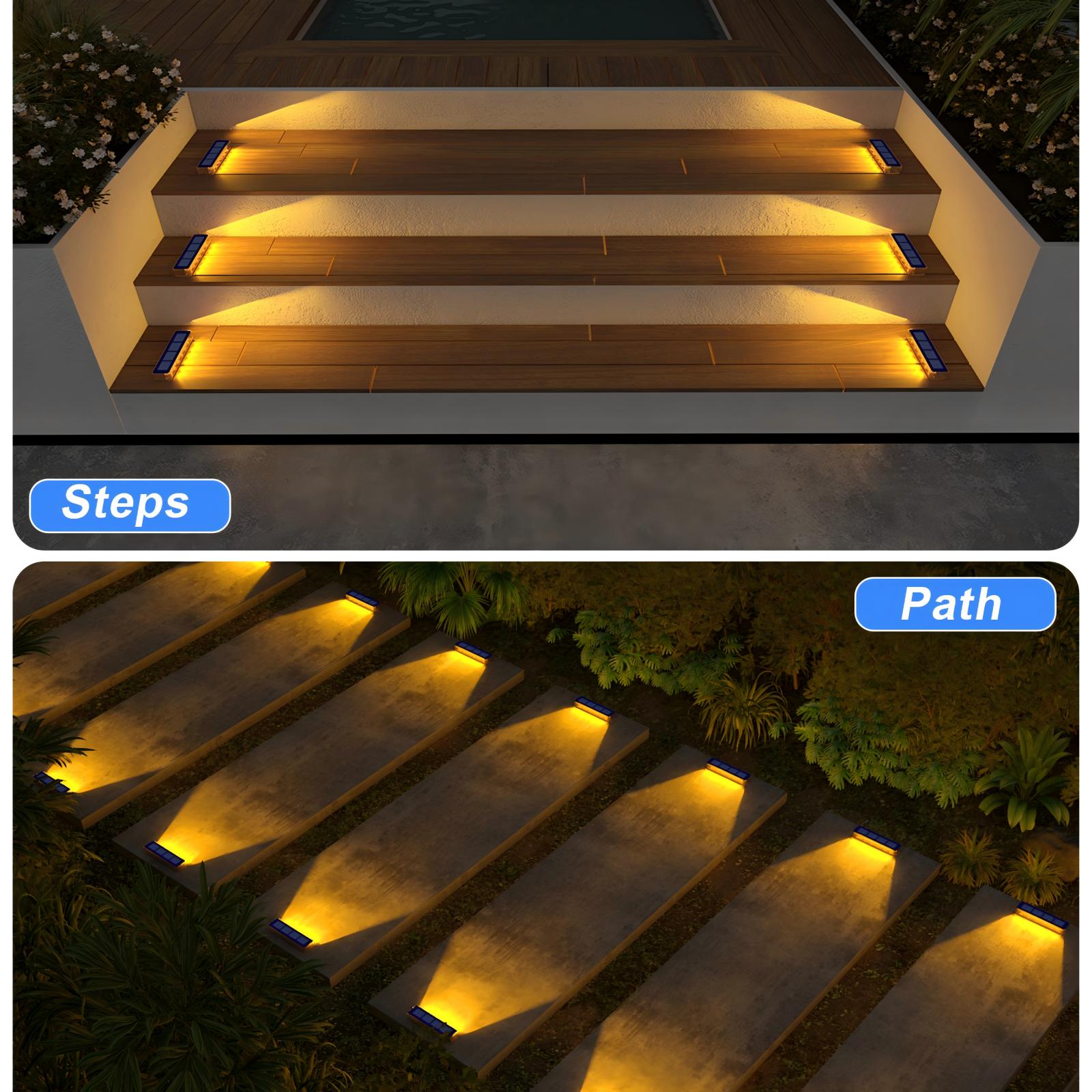Warm White Solar Outdoor Step & Path Lights 