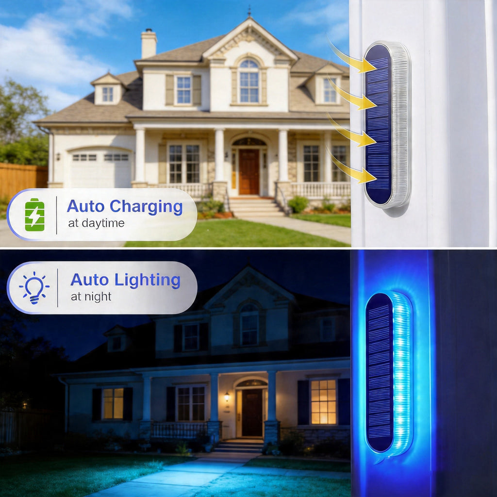 YiLaie Blue Light Long Strip Solar Outdoor Lights for Deck