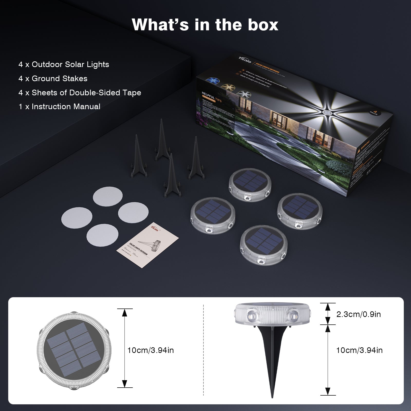 YiLaie 4pcs Warm White Solar In-Ground Lights