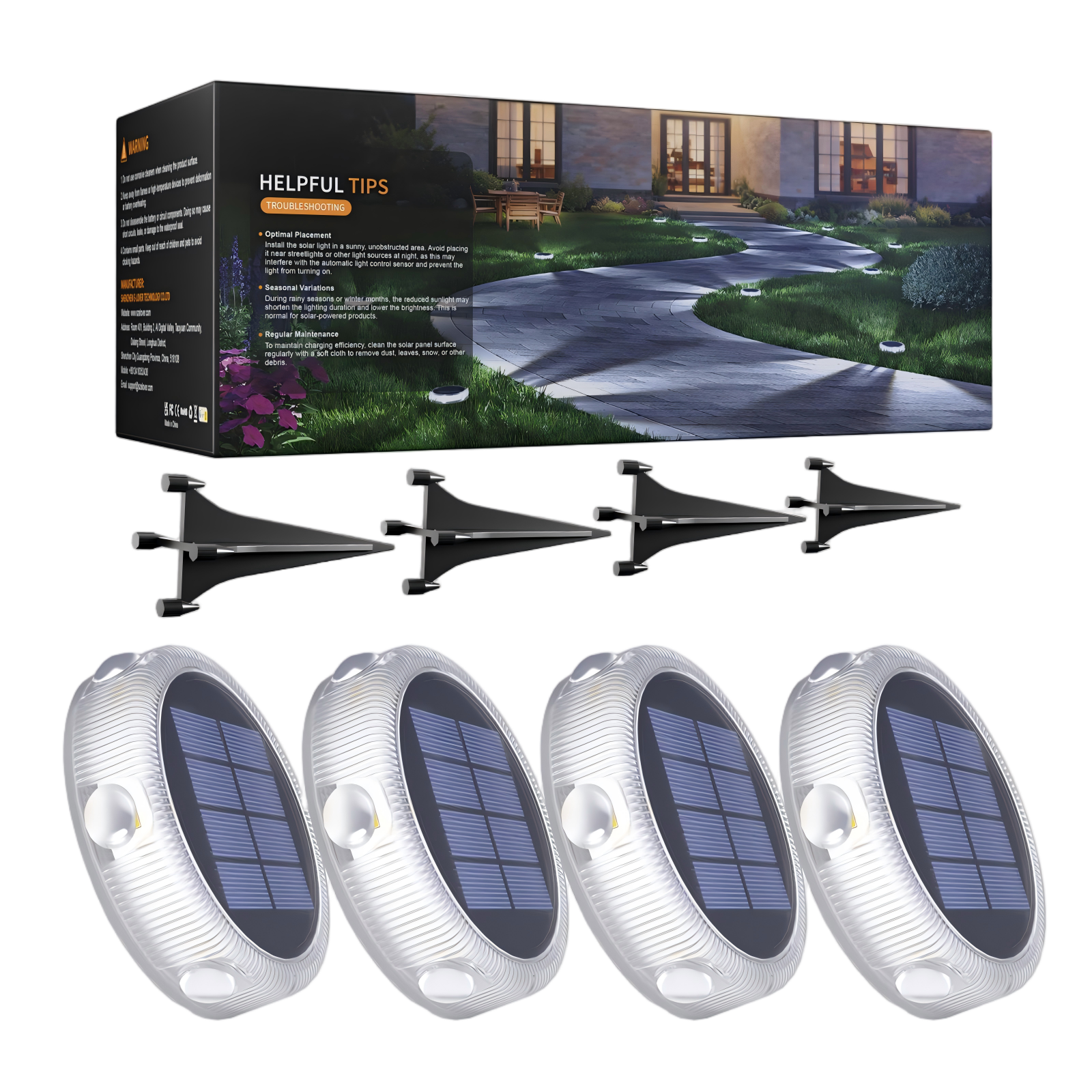 YiLaie 4pcs Cold White Solar In-Ground Lights