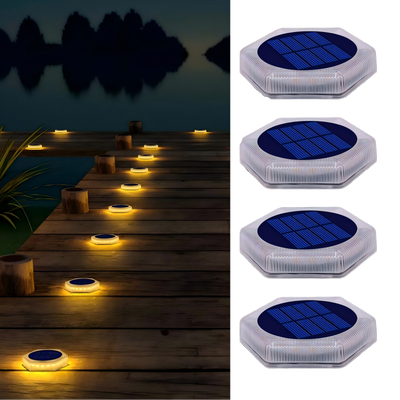 YiLaie 4 pcs Hexagon Warm White Solar Outdoor Lights