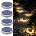 YiLaie Round Warm White Solar Outdoor Garden Pathway Deck Lights