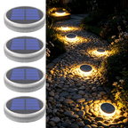 YiLaie Round Warm White Solar Outdoor Garden Pathway Deck Lights