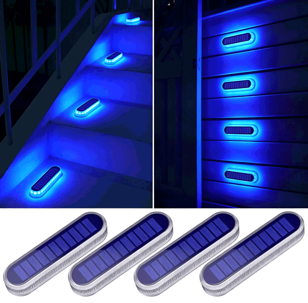 YiLaie Blue Light Long Strip Solar Outdoor Lights for Deck