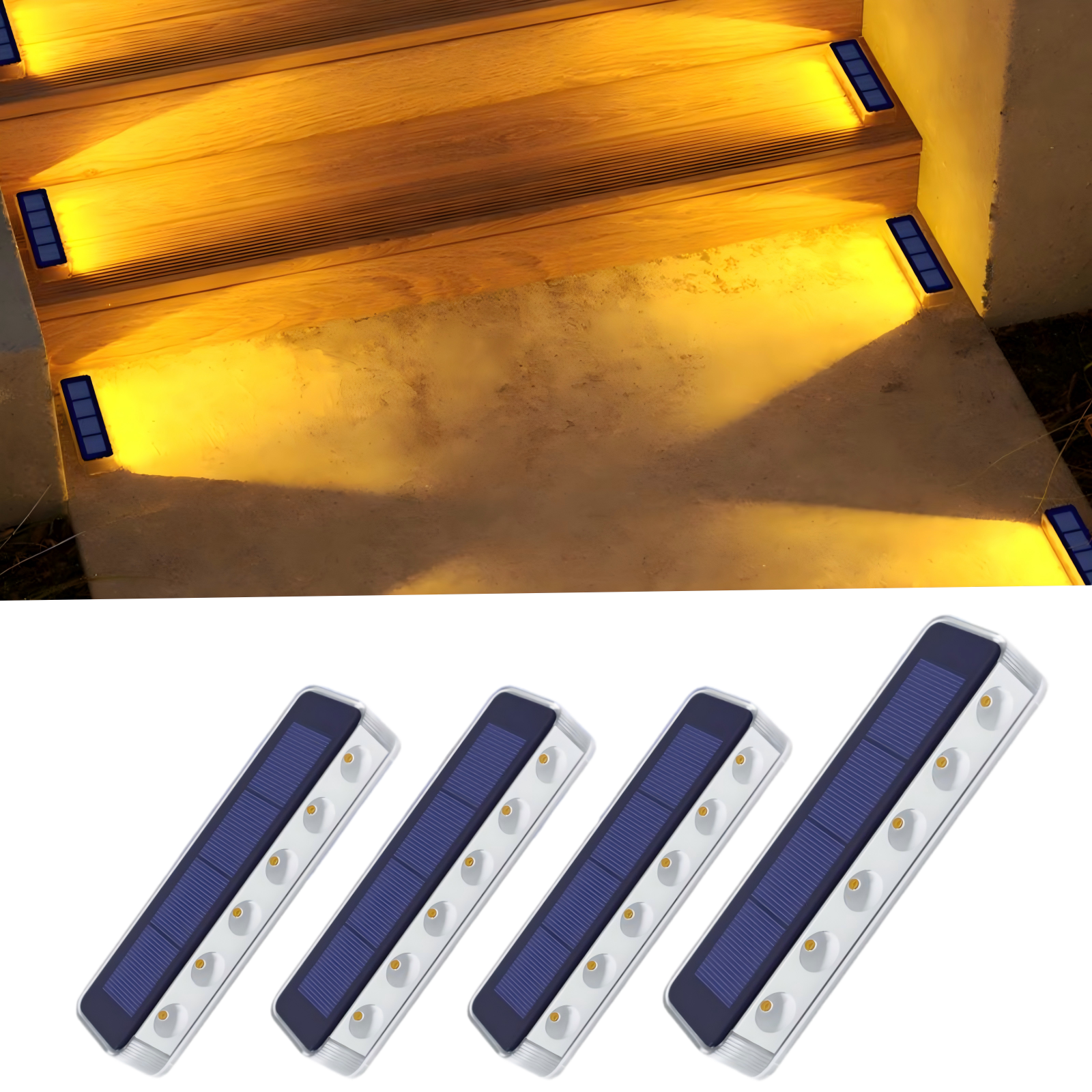 Warm White Solar Outdoor Step Lights 4 packs