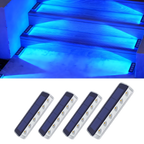 YiLaie 4 pcs Blue Solar Outdoor Step Lights for Deck Dock & Pathway