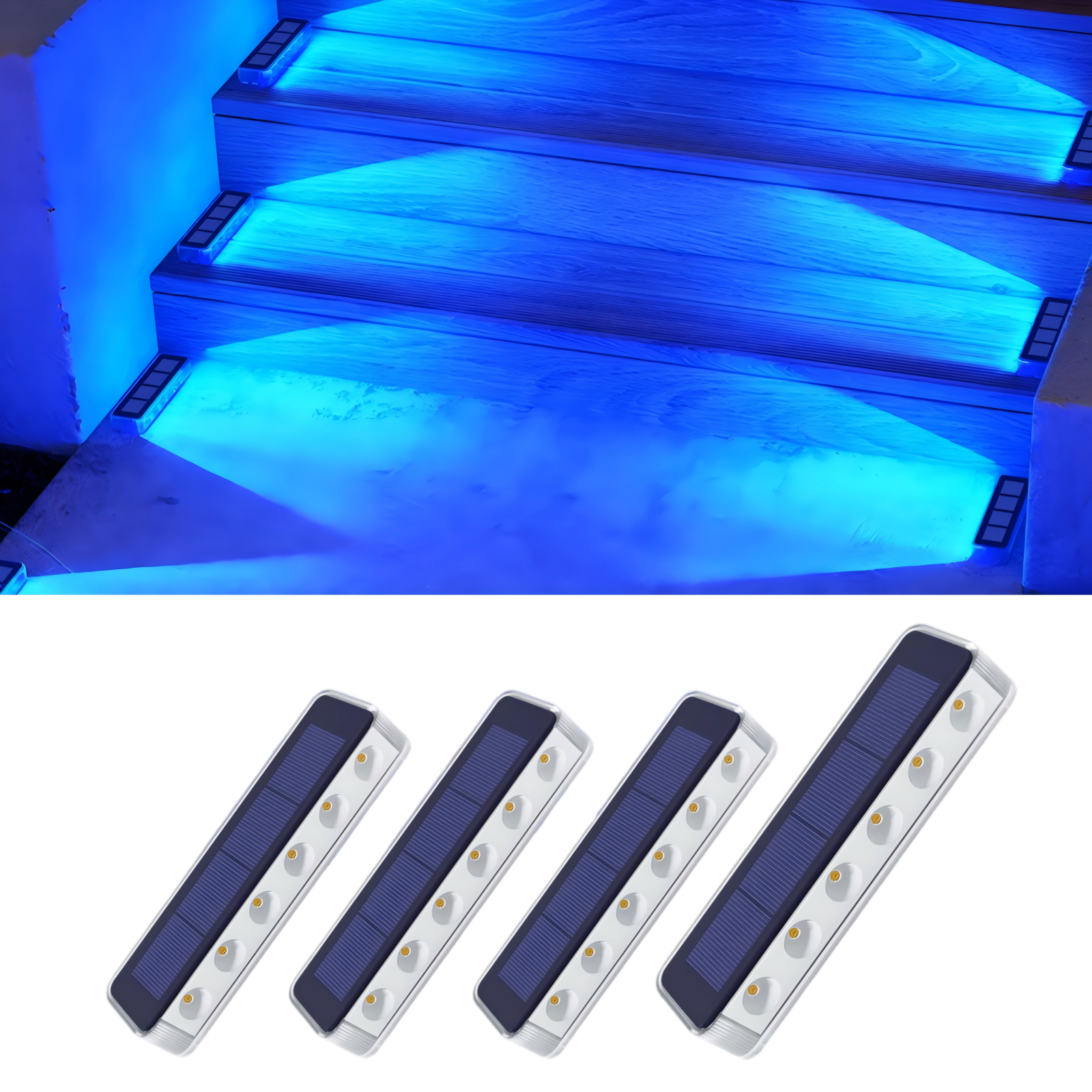 YiLaie Blue Solar Outdoor Step Lights for Deck Dock & Pathway