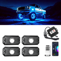 YiLaie X-Type RGB Rock Lights Kit,4 Pods Underglow,App&RF Remote for Truck ATV UTV