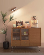 YiLaie  Black Walnut Wood Cordless LED Wall Sconce Rechargeable Touch Control