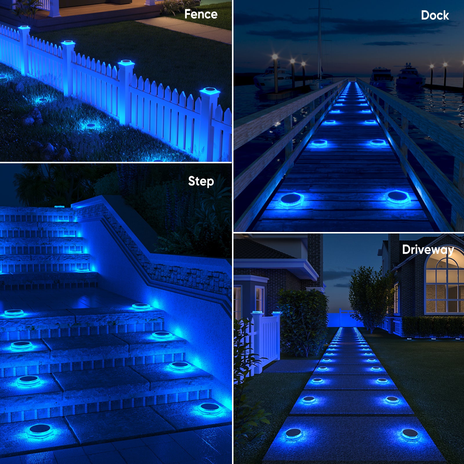 YiLaie Hexagon Blue Solar Outdoor Lights for Dock Pool & Garden Pathway