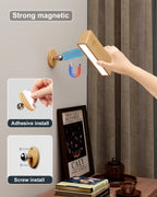 YiLaie Beechwood Cordless LED Wall Sconce Rechargeable Touch Control