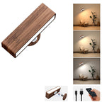 YiLaie Black Walnut LED Wall Sconce 3 Color Temp Rechargeable with Remote