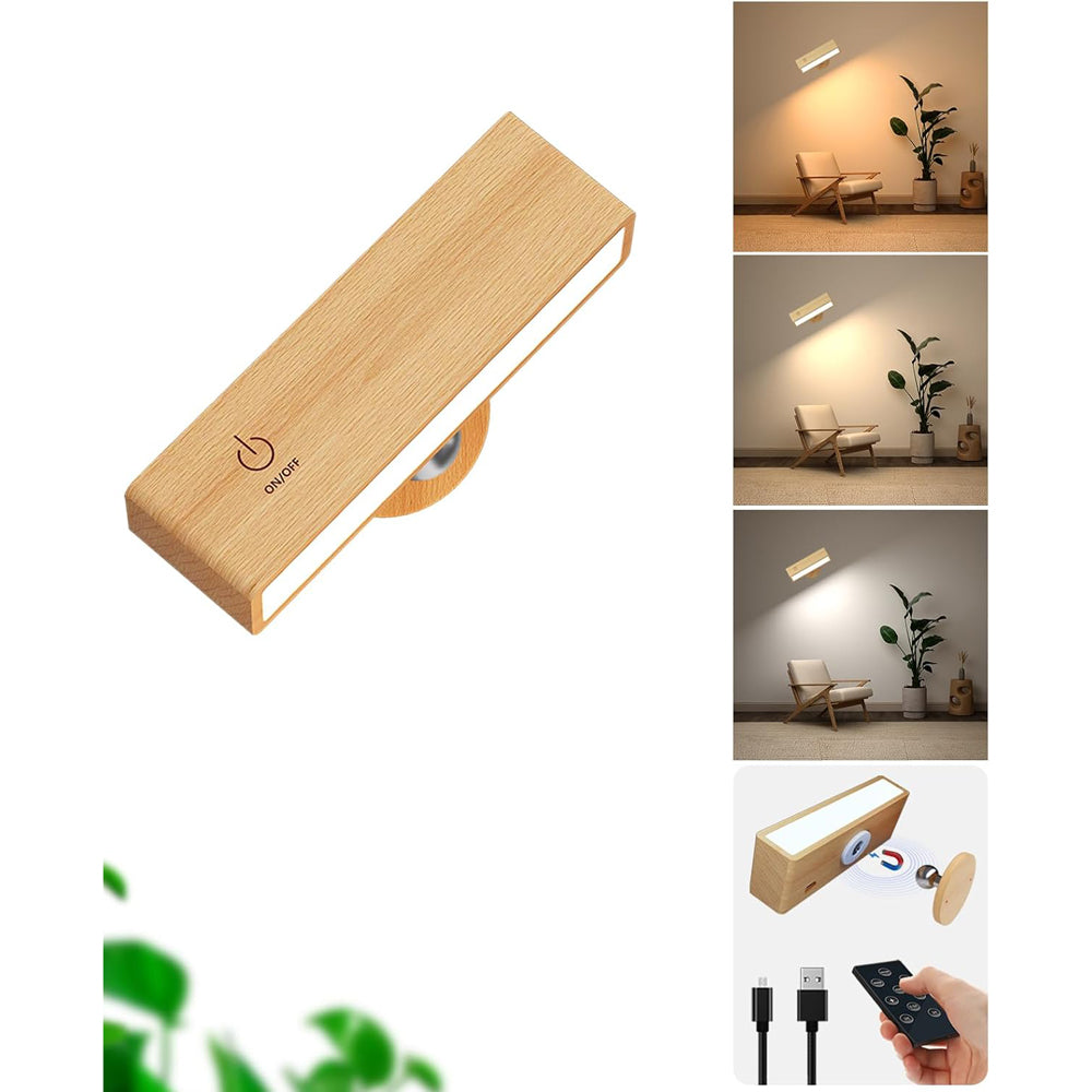 YiLaie Beechwood Battery LED Wall Sconce 3 Color Temp with Remote