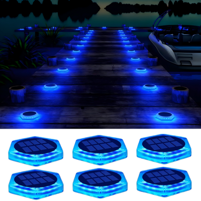 YiLaie Hexagon Blue Solar Outdoor Lights for Dock Pool & Garden Pathway
