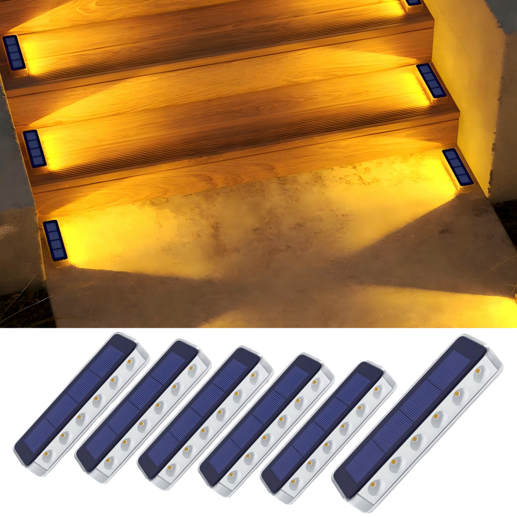 Warm White Solar Outdoor Step Lights 6 packs