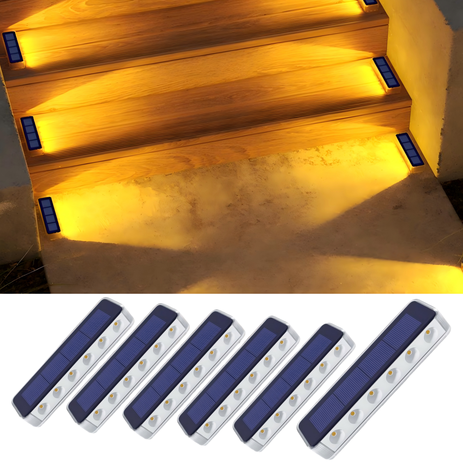 Warm White Solar Outdoor Step Lights 6 packs